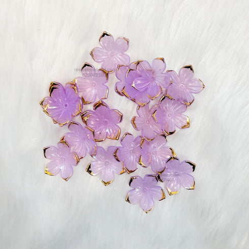 Purple Acrylic flower with golden border